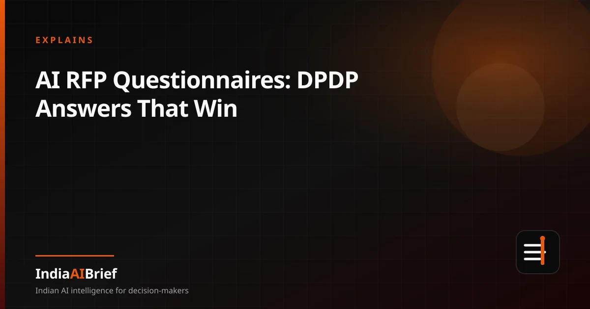 Editorial graphic on answering DPDP and AI governance questions in Indian enterprise RFPs