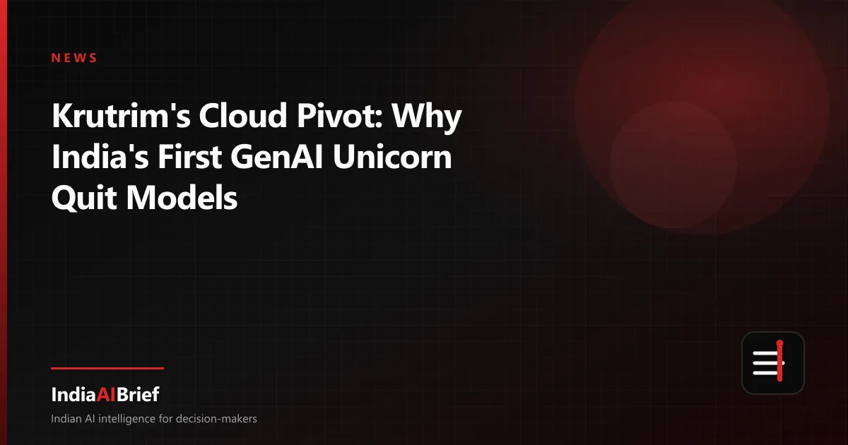 Editorial graphic on Krutrim pivoting from models to AI cloud services