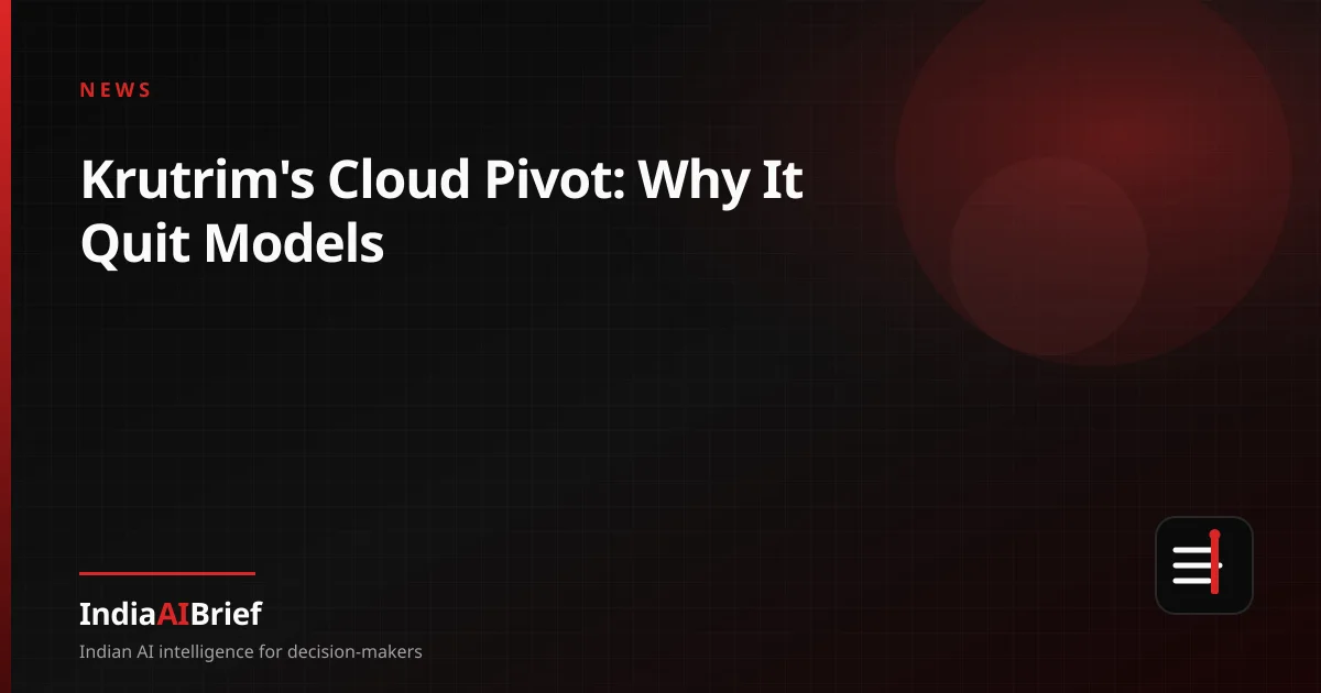 Editorial graphic on Krutrim pivoting from models to AI cloud services